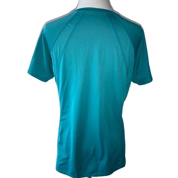 MOUNTAIN HARDWEAR LADIES SS SOLID TURQUOISE VNECK TOP TUNIC TEE TSHIRT EUC L - Picture 4 of 11
